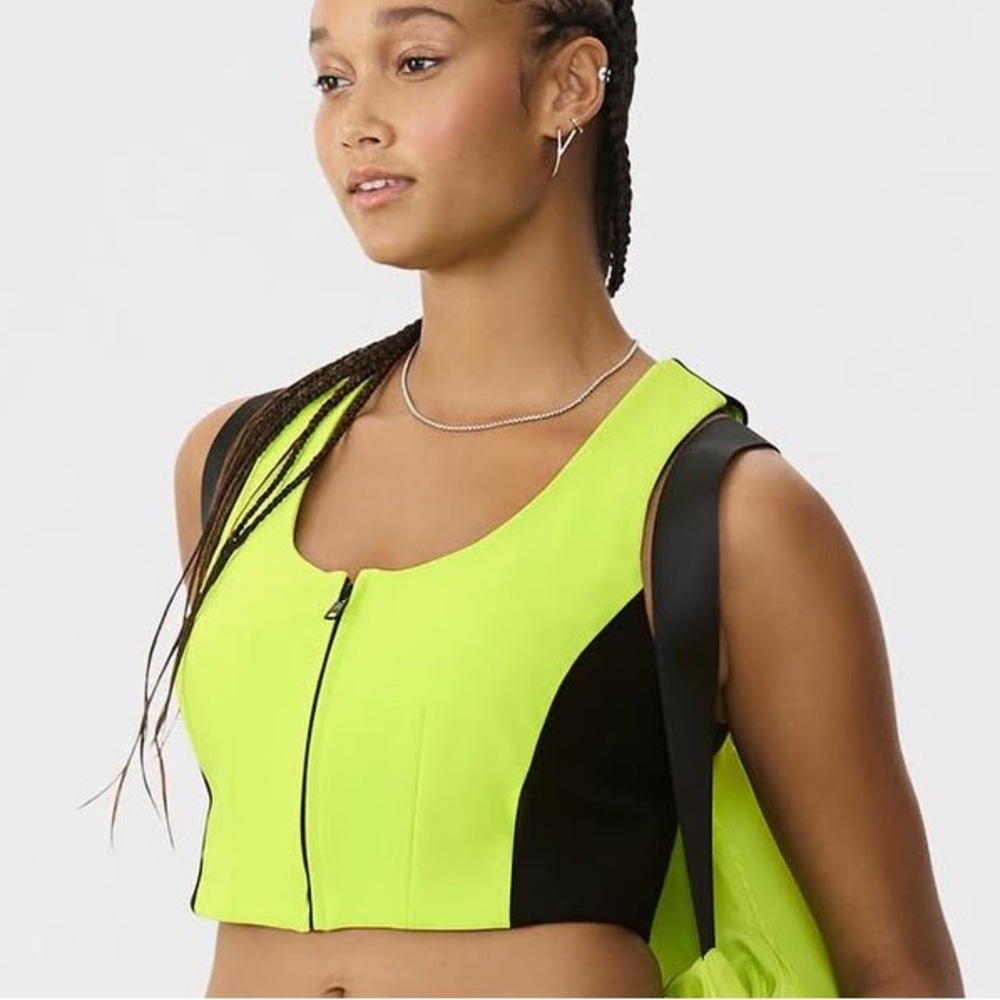 Avid Lime Zip Front Cropped Vest